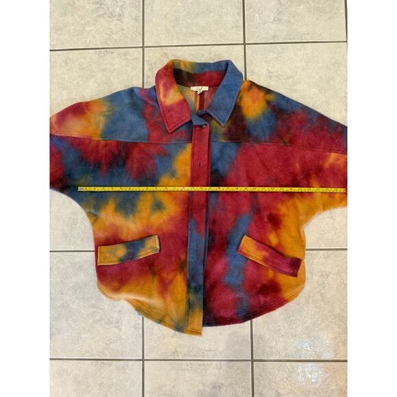 Easel Multicolor Tie Dye Jacket Shacket Size M Button Up Soft Felt Flannel - Picture 6 of 6